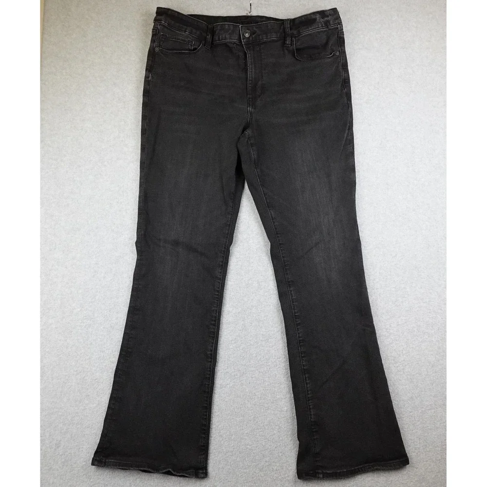 American Eagle Outfitters Womens Jeans Black Flare Bootcut Size 18 Long Distress